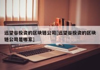 远望谷投资的区块链公司[远望谷投资的区块链公司是哪家]